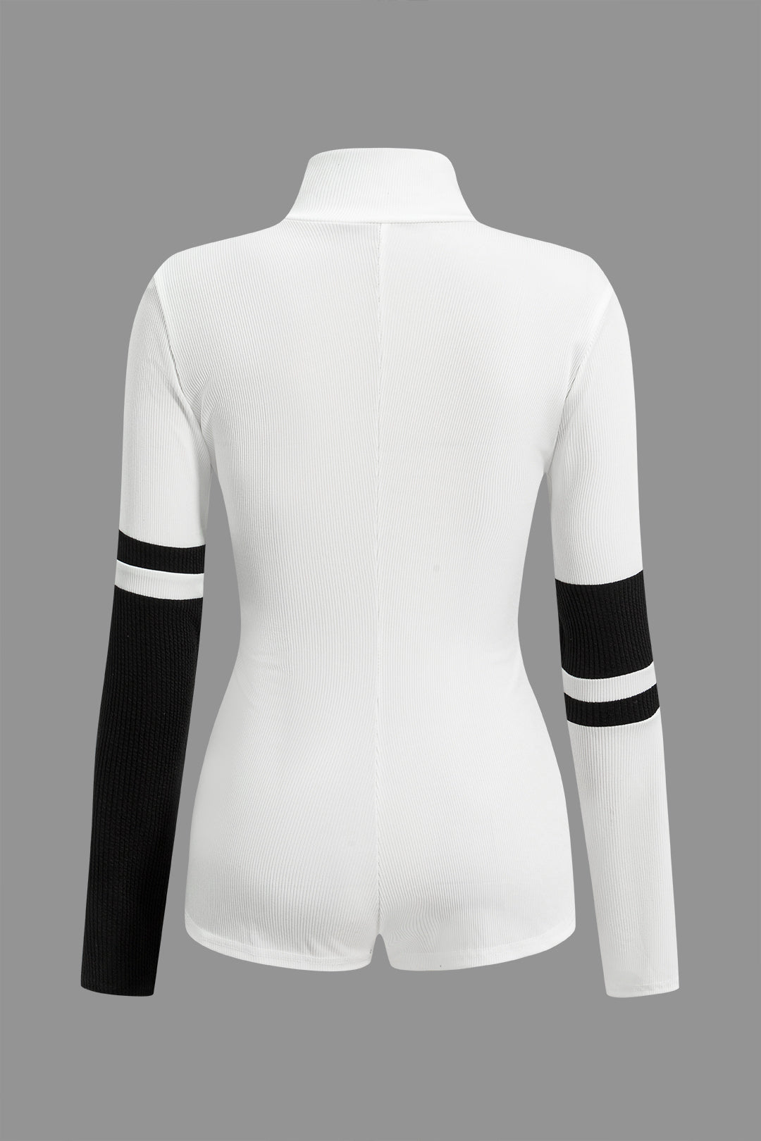 Contrast Zipper Stand Collar Bodysuit