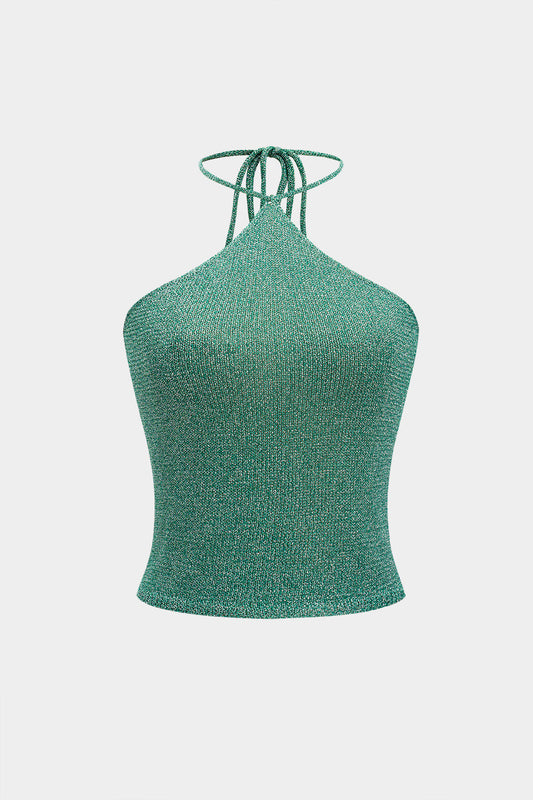 Knit Halter Tie-Back Cami Top