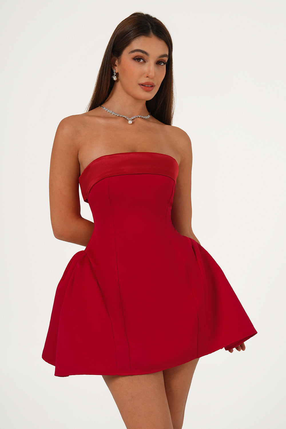 Martha - Strapless Fold Over Mini Dress