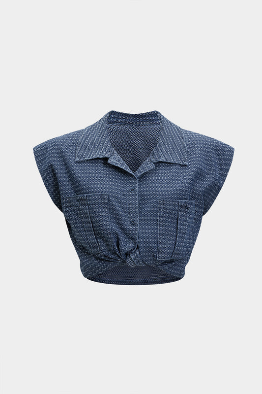 Denim Button Pocket Short Sleeve Shirt