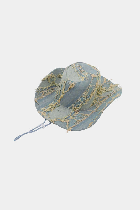 Denim Frayed Hat