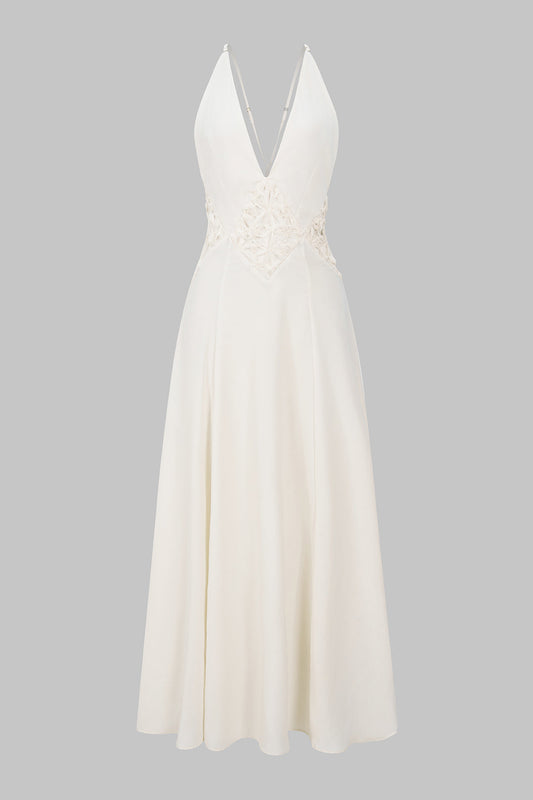 Jacquard Sleeveless Backless Slip Maxi Dress