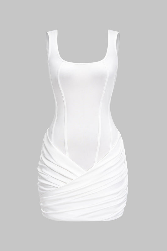 Ruched Asymmetrical Sleeveless Mini Dress