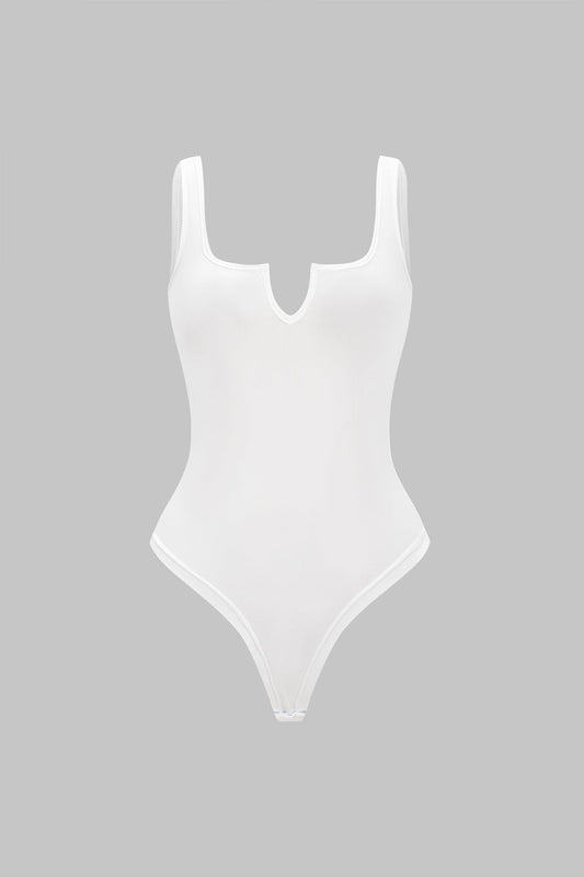 Basic Solid V-Neck Sleeveless Bodysuit