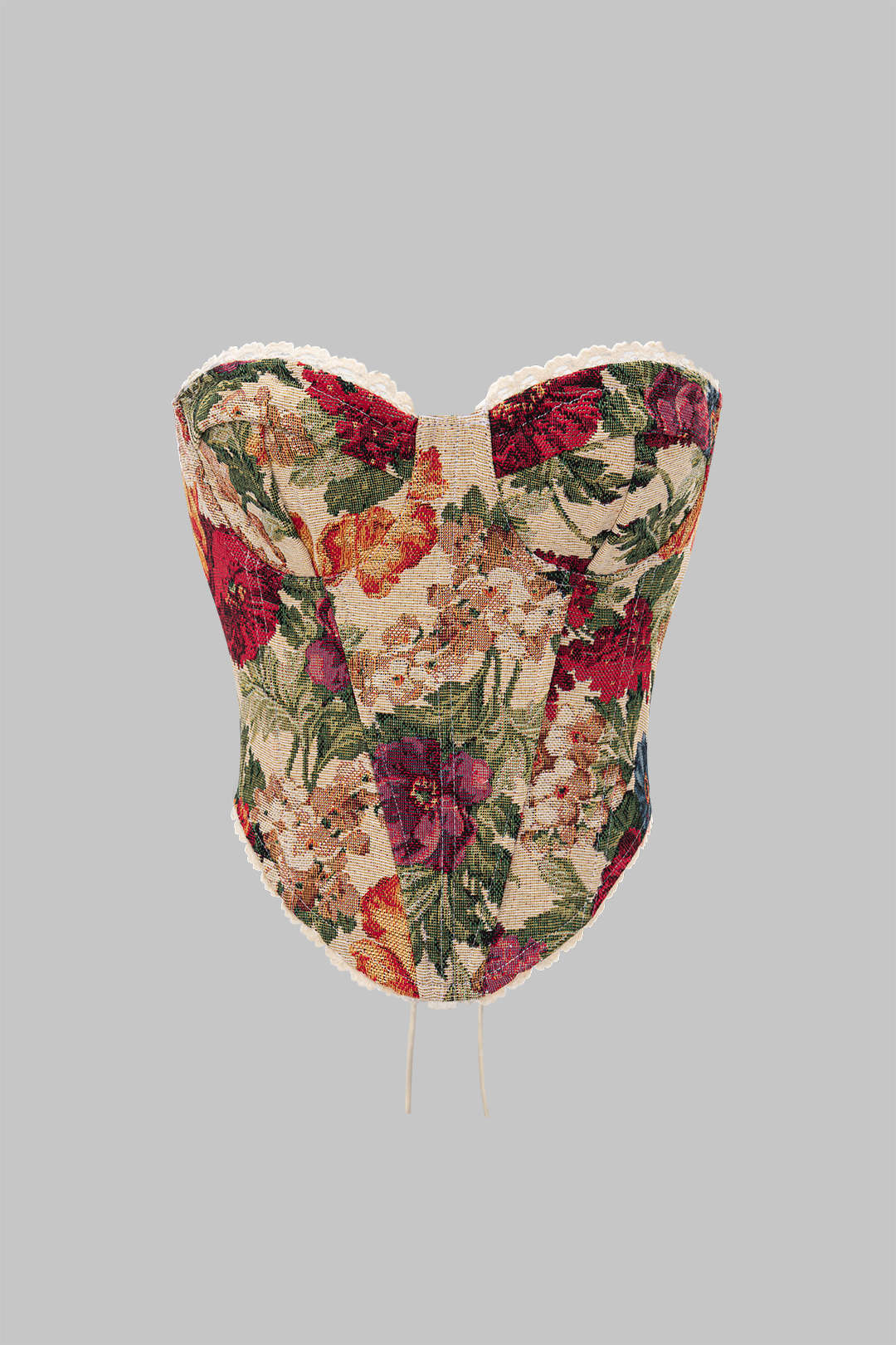 Retro Watercolor Print Jacquard Wrap Tie-Up Tube Top