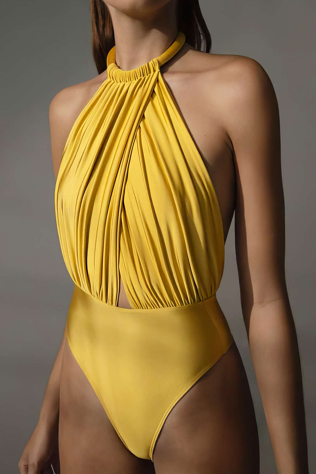 Ruched Crossed Backless Bodysuit