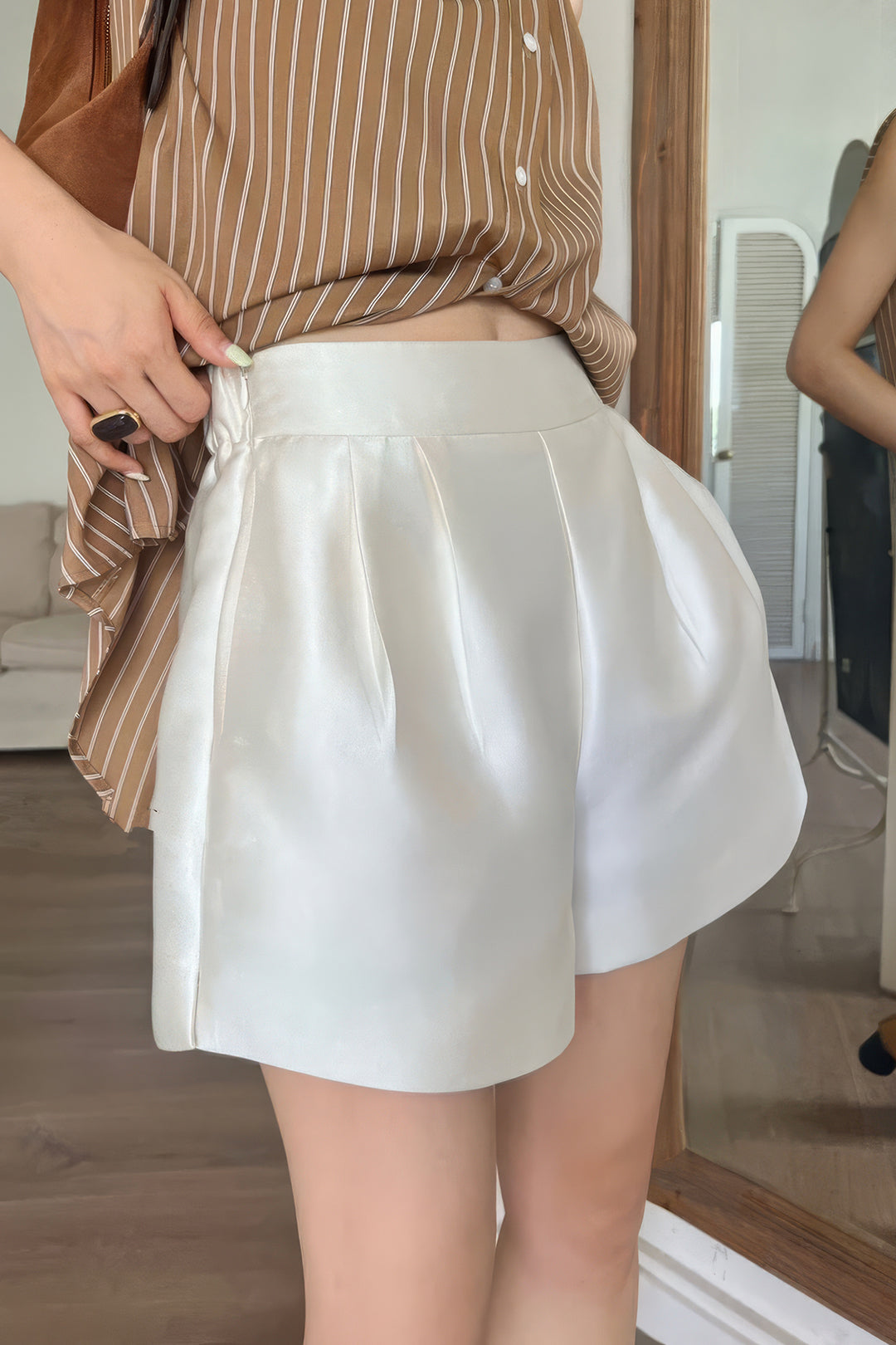 Satin High Waist Wide Leg Shorts