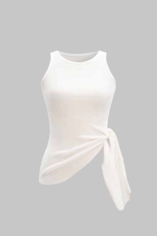 Ruched Asymmetrical Sleeveless Tank Top
