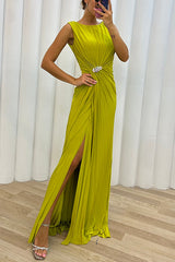 Deena - Embellished Slit Evening Maxi Dress