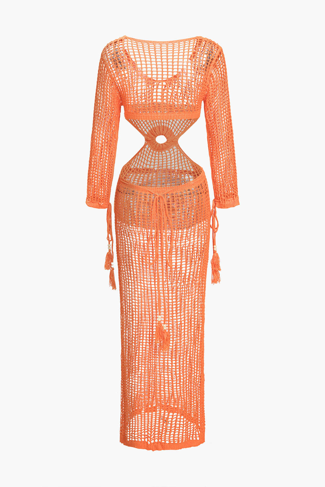 Solid Knit Cut Out Long Sleeve Dress