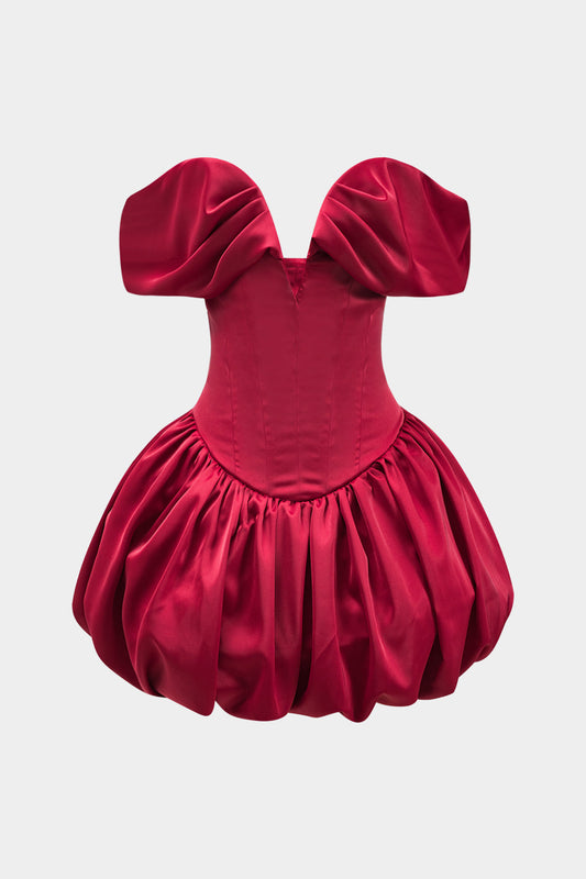 Corset V-Neck Sleeveless Puff Mini Dress