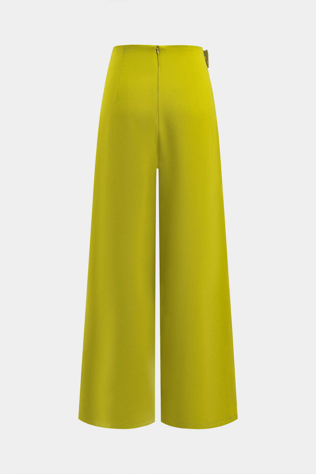 Ruched Asymmetrical Zipper Wide Leg Trousers