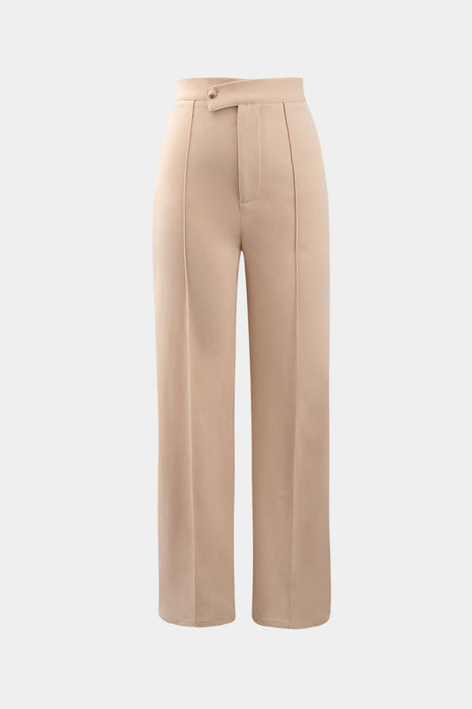 High Waisted Pressed-Crease Straight Leg Tailored Pants