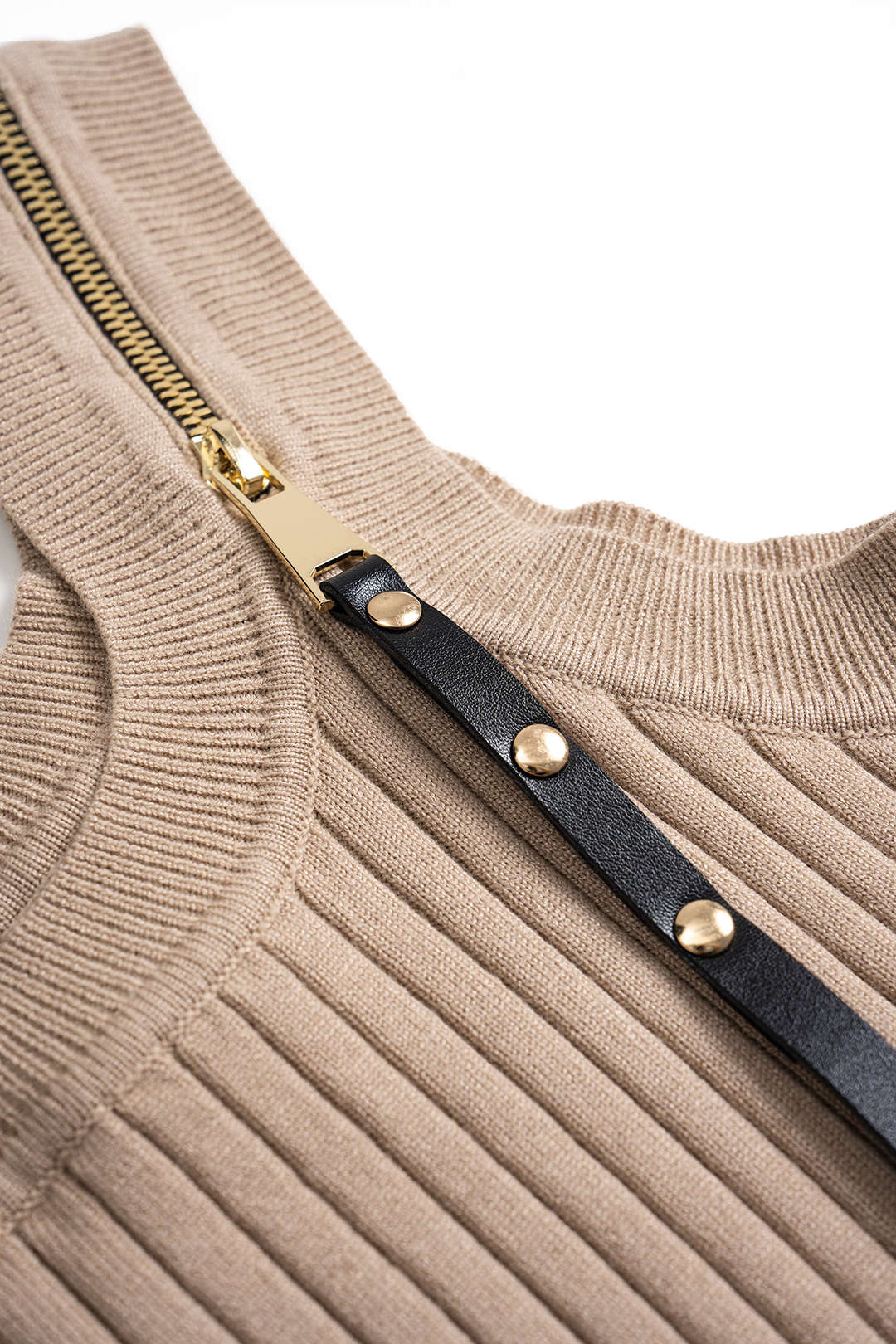 Knit Metallic Zipper Tank Sleeveless Dress