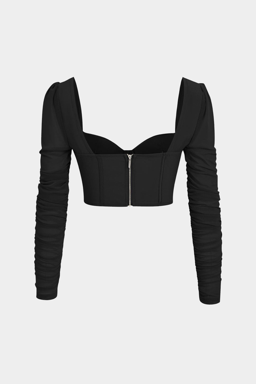 Bustier Mesh Patchwork Long Sleeve Top