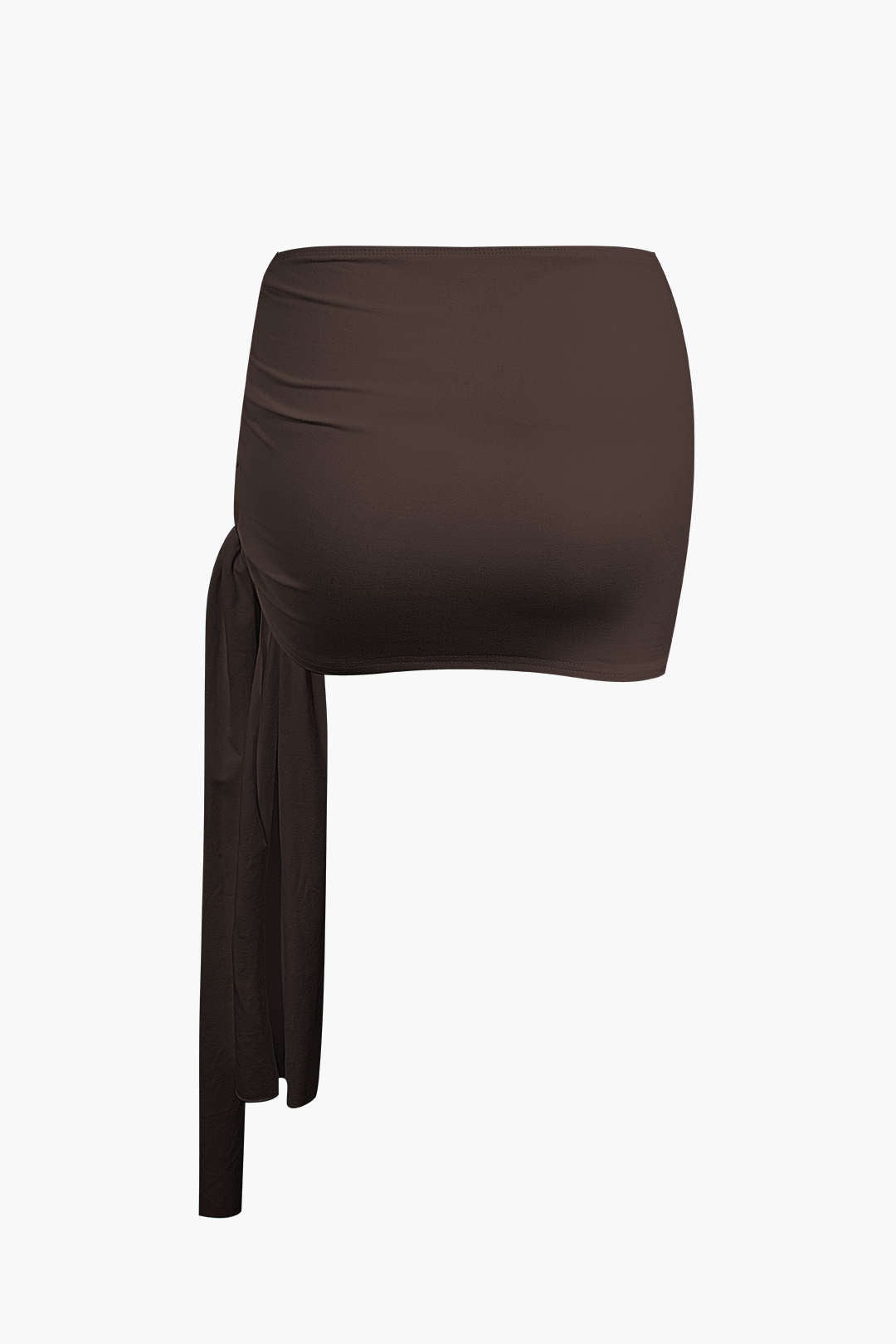 Basic Asymmetrical Ruched Crop Top And Tie Mini Skirt Set