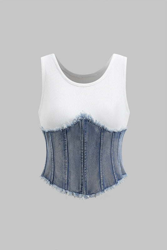 Denim Patchwork Tank Top