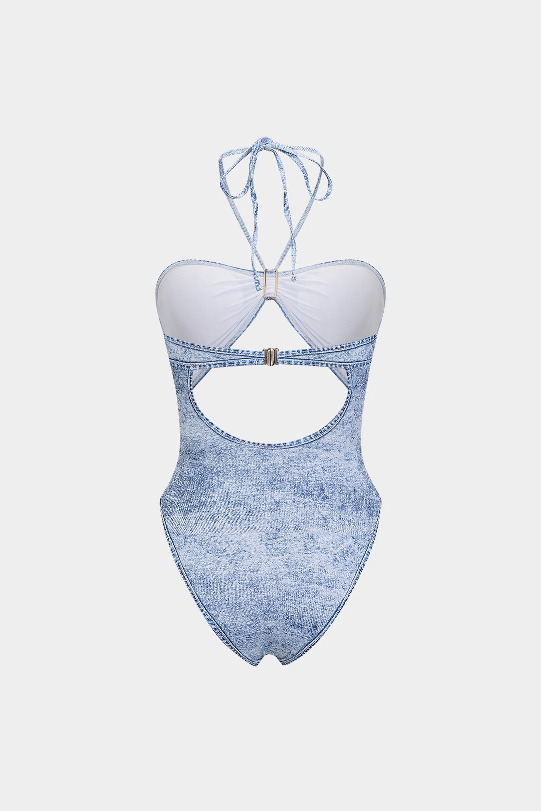 Denim Print Metallic One-Piece Swimsuit