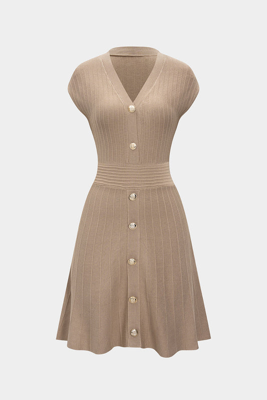 Knit V-Neck Sleeveless Dress