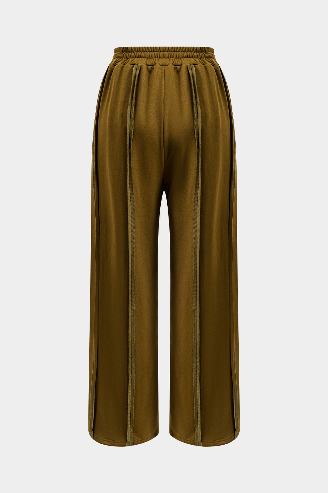Ruched Patchwork Tie Front Wide Leg Trousers