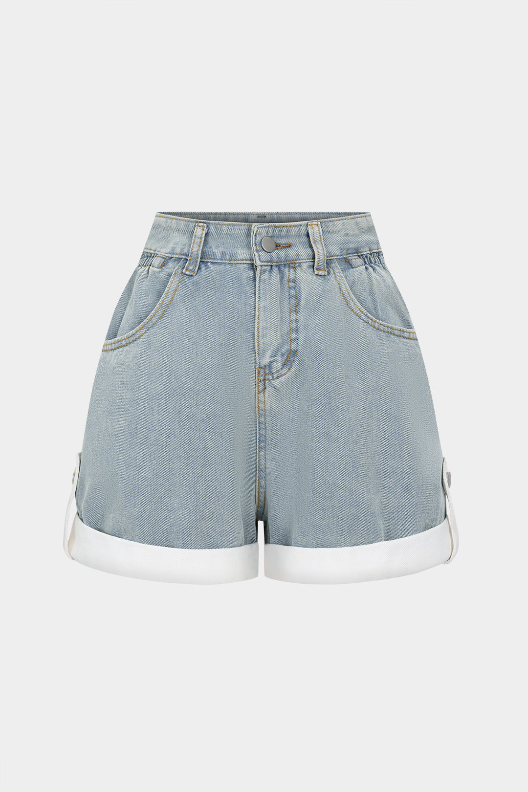 Denim Patchwork Zipper Wide Leg Shorts
