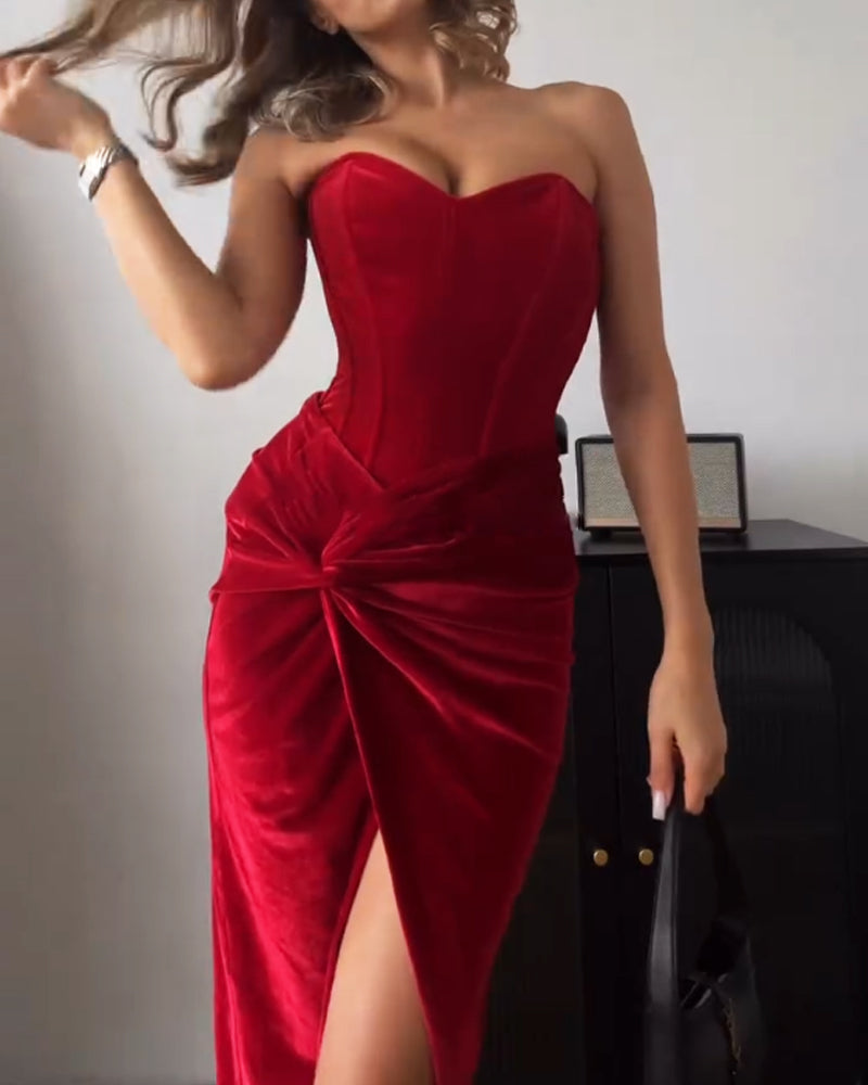 Aria - Sexy Strapless Split Party Dress