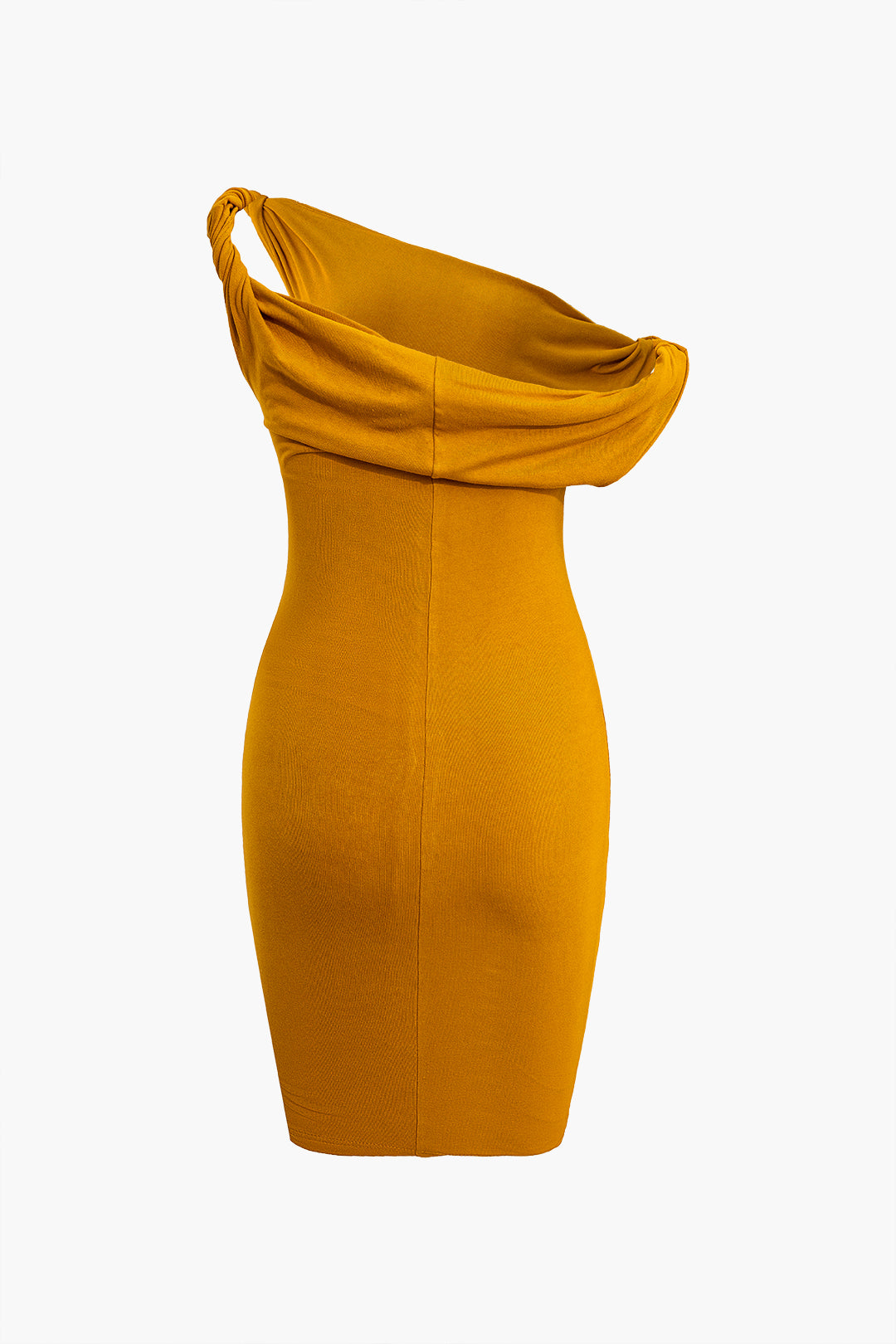 Asymmetrical Shoulder Twist Knot Sleeveless Mini Dress