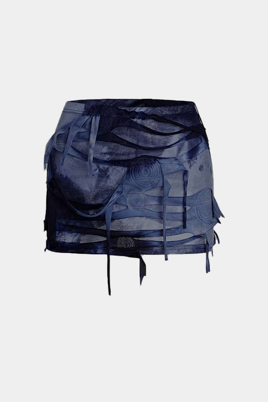 Plus Size Tie Dye Print Ripped Skirt