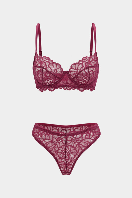Lace Trim Lingerie Garter Set