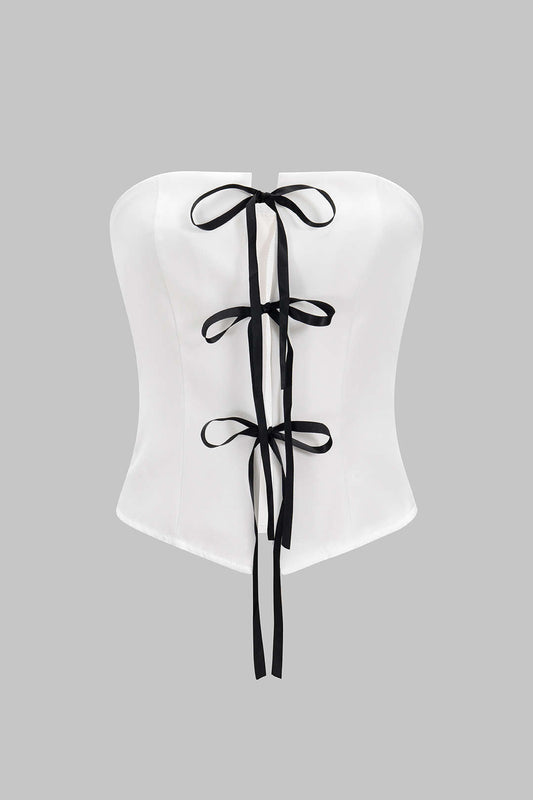 Bow Tie-Up Strapless Tube Top