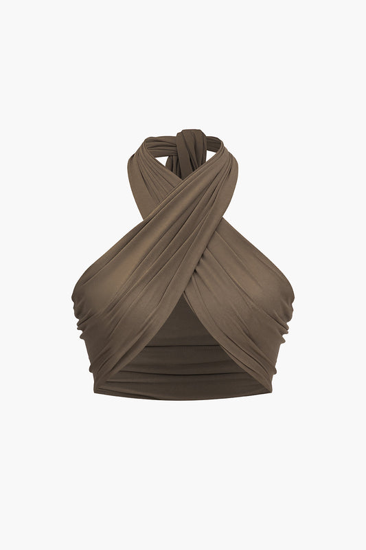 Solid Tie Front Backless Cami Top