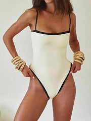 Contrast Color Classic Binding One Piece Swimsuit