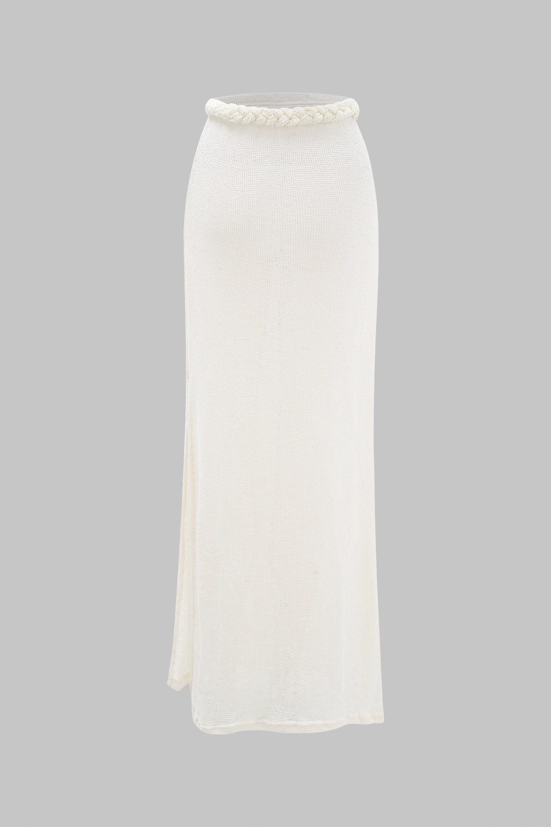 Knit Braided Hollow Out Crop Top And Split Skirt Set