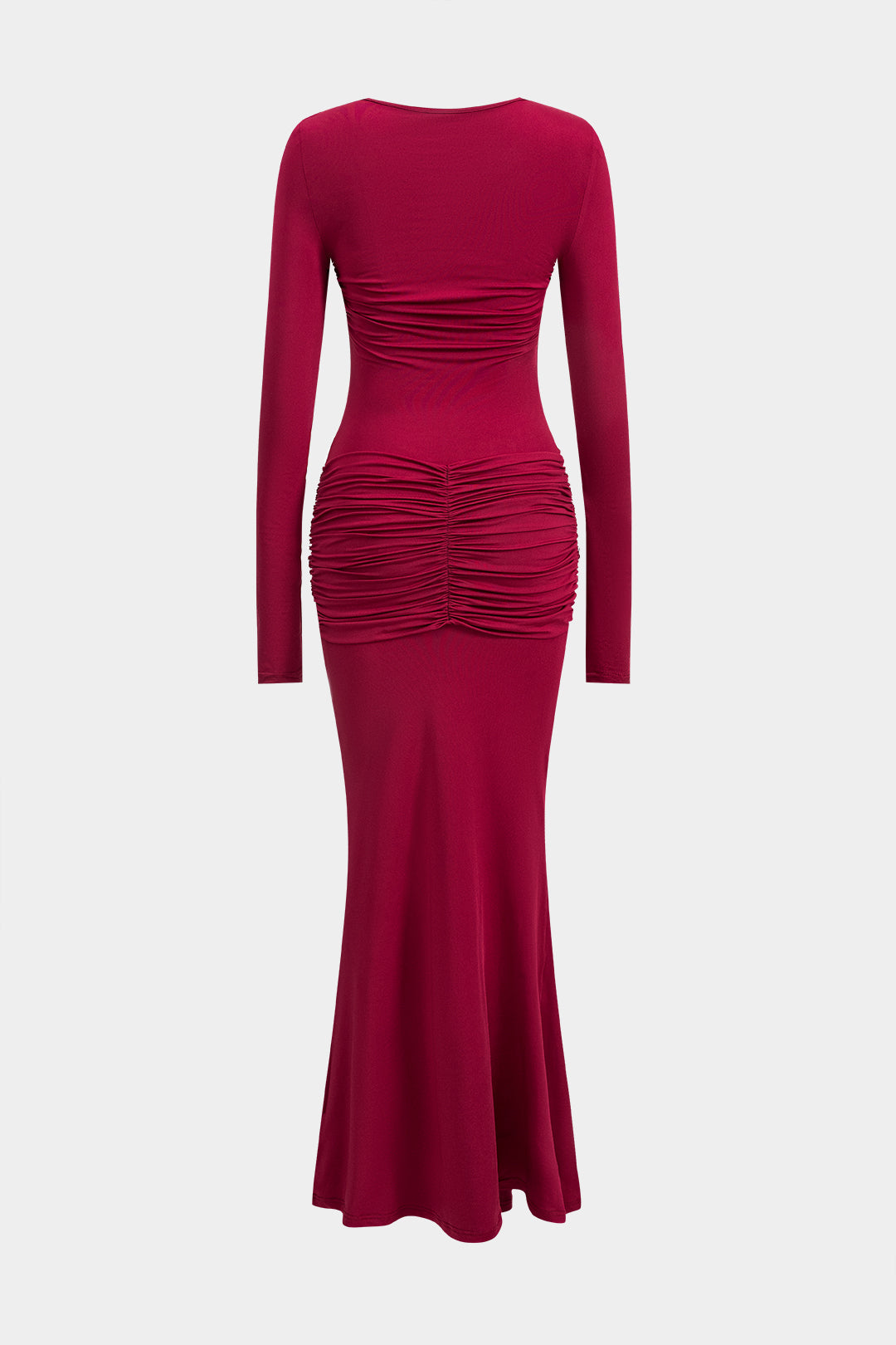 Ruched Twist Knot Long Sleeve Maxi Dress