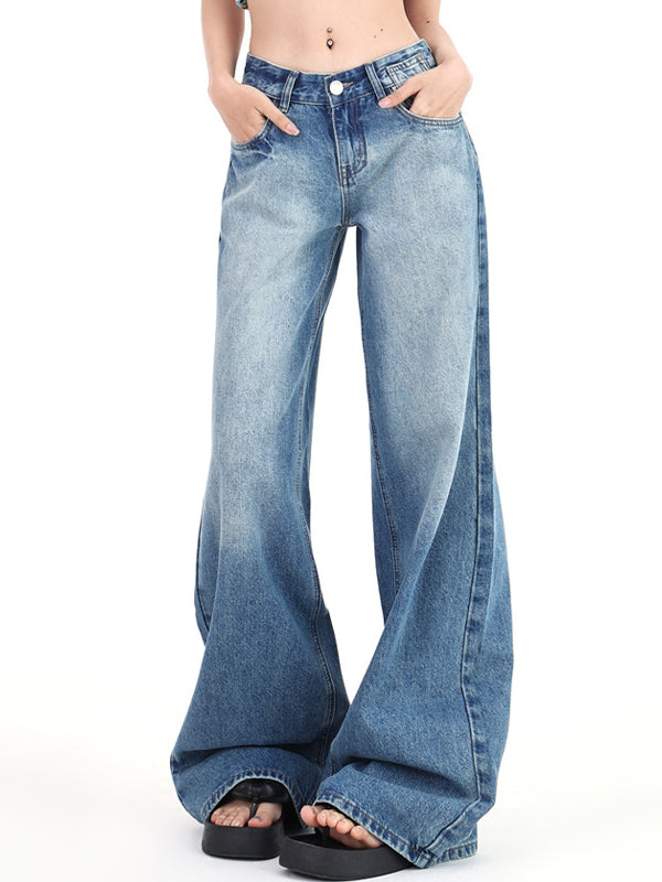 Vintage Washed Effect Low Waist Boyfriend Jeans