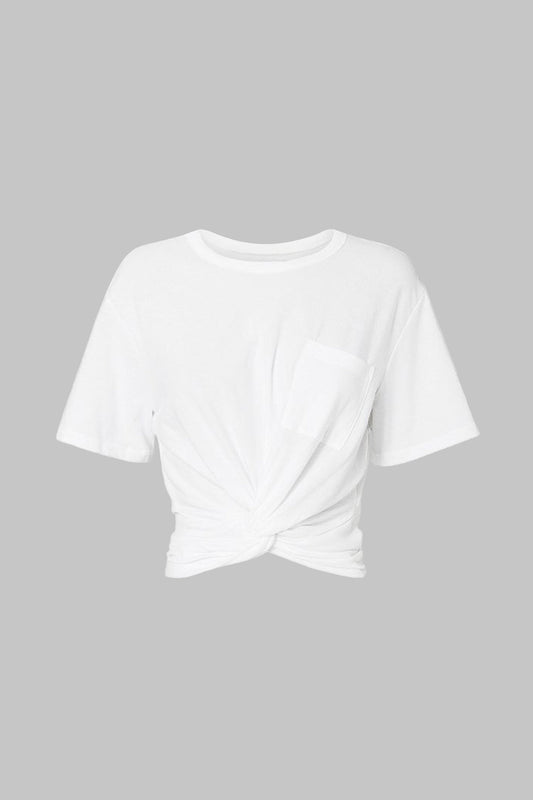 Ruched Twist Knot Short Sleeve T-Shirt