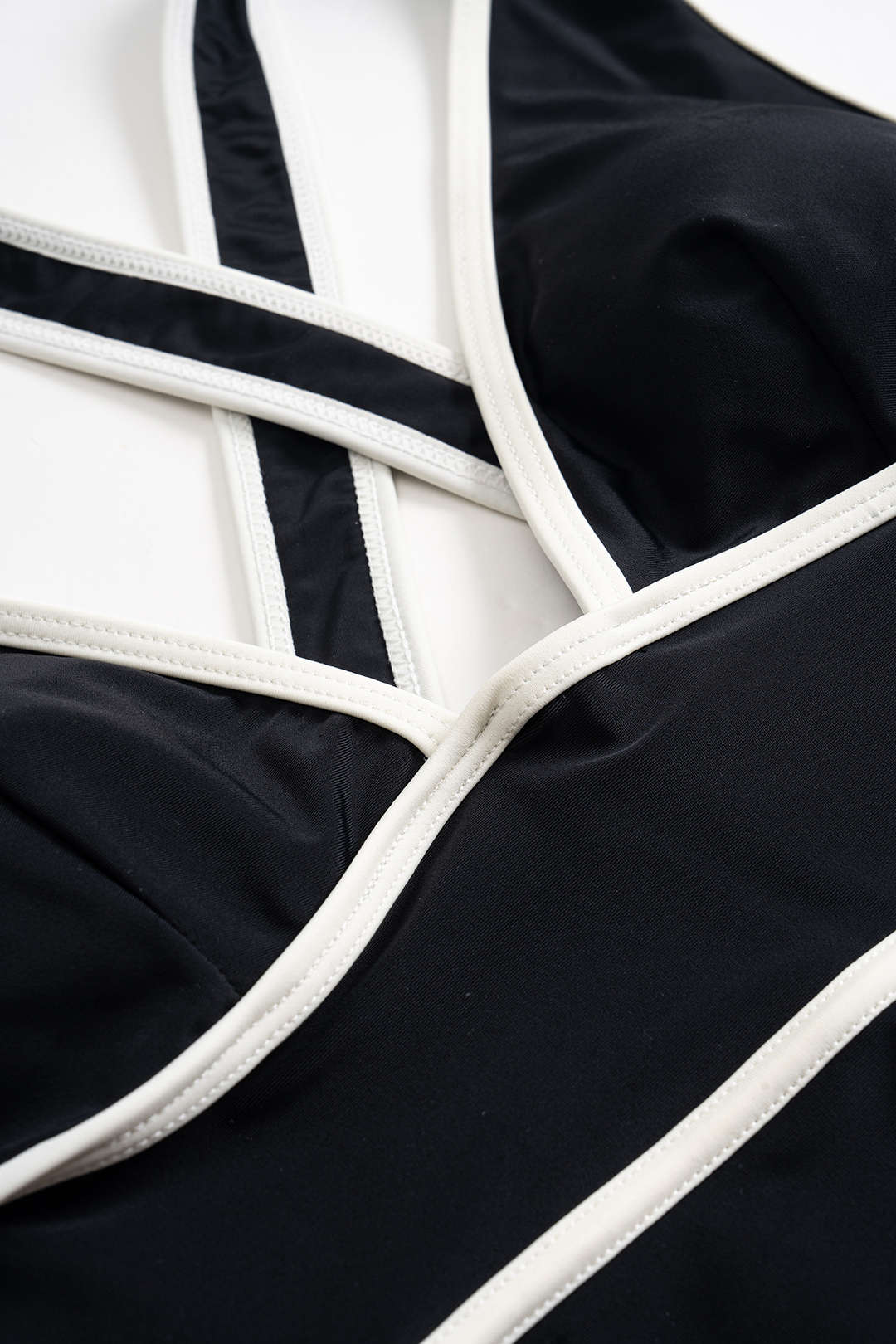 Contrast Piping One-Piece Swimsuit
