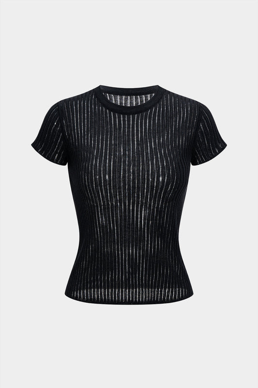 Knit Round Neck Short Sleeve T-Shirt