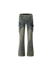 Retro Workwear Narrow Version Cargo Flare Jeans