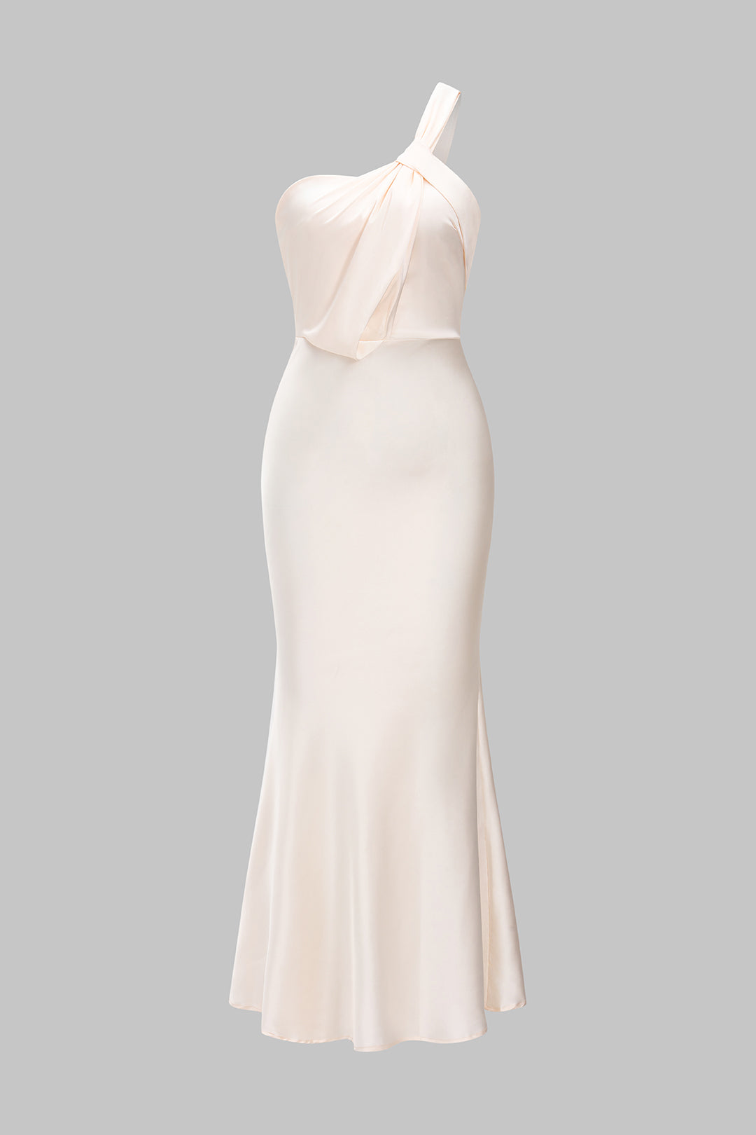 Satin Asymmetrical Slip Midi Dress