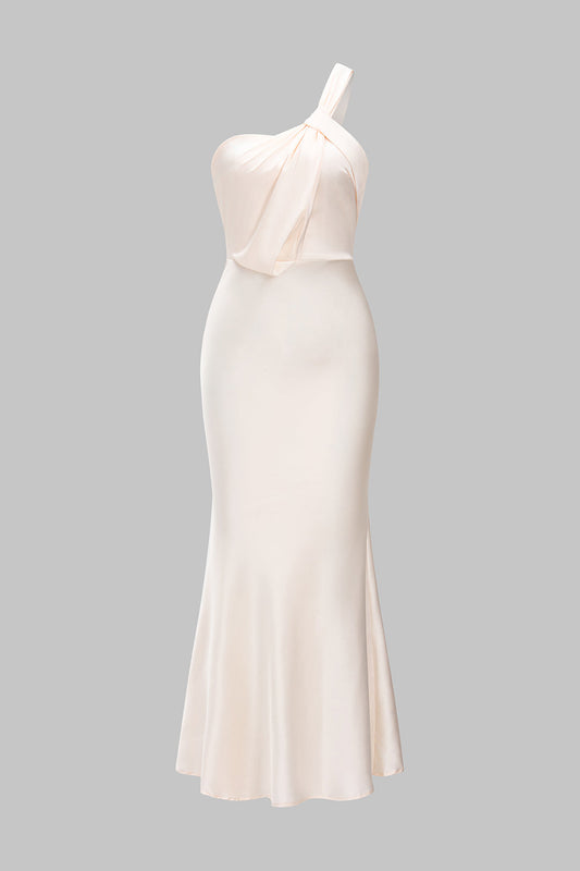 Satin Asymmetrical Slip Midi Dress