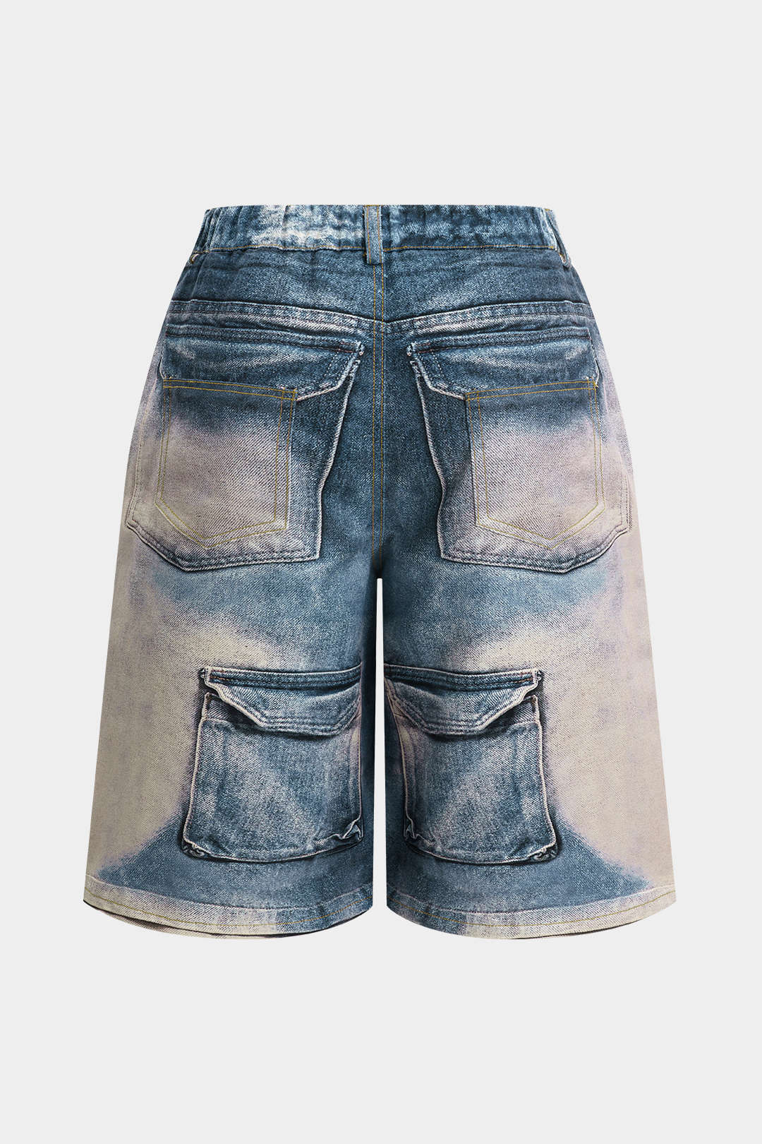 Plus Size Pocket Printed High Waist Shorts