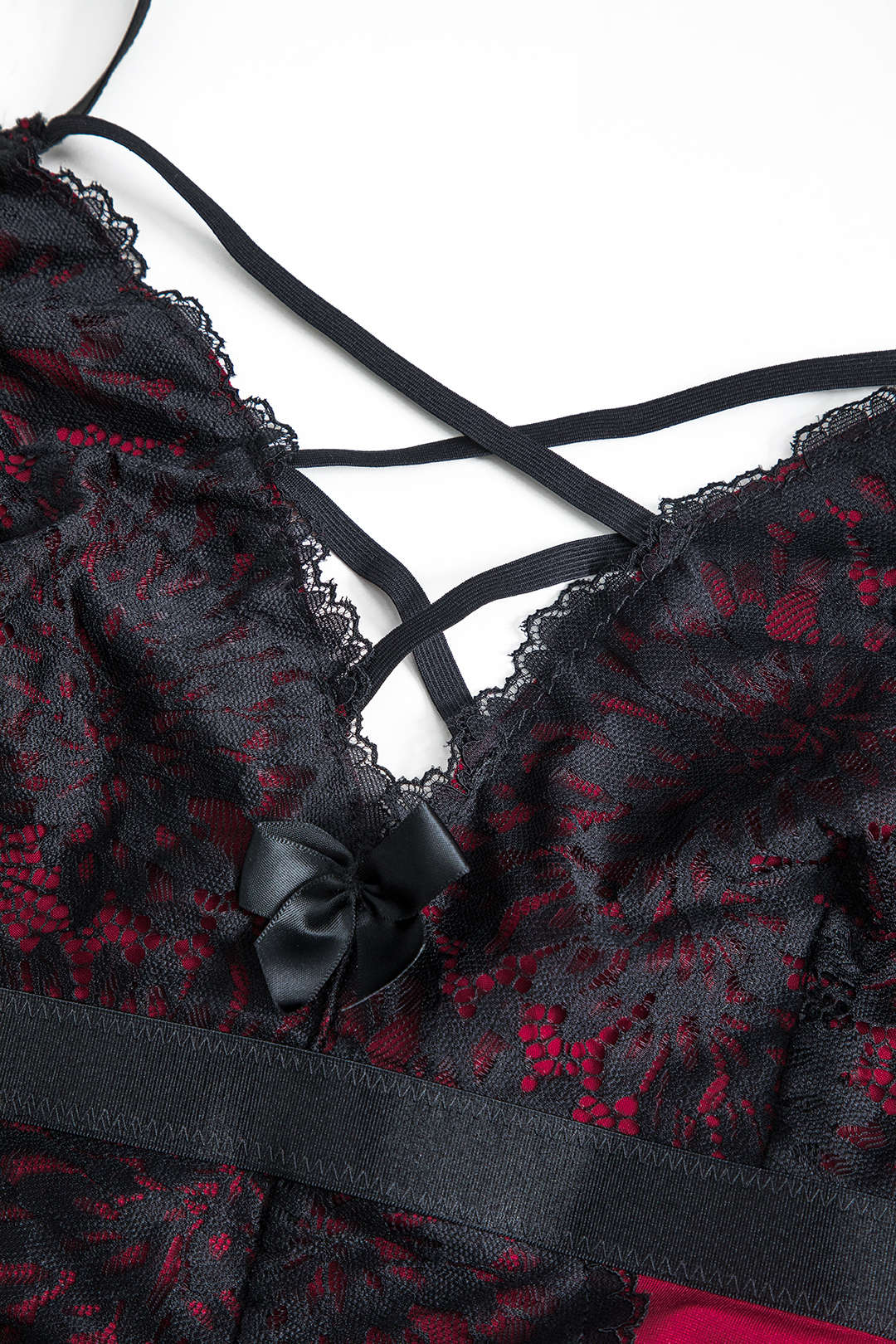 Plus Size Patchwork Tie-Up Lingerie Garter Set