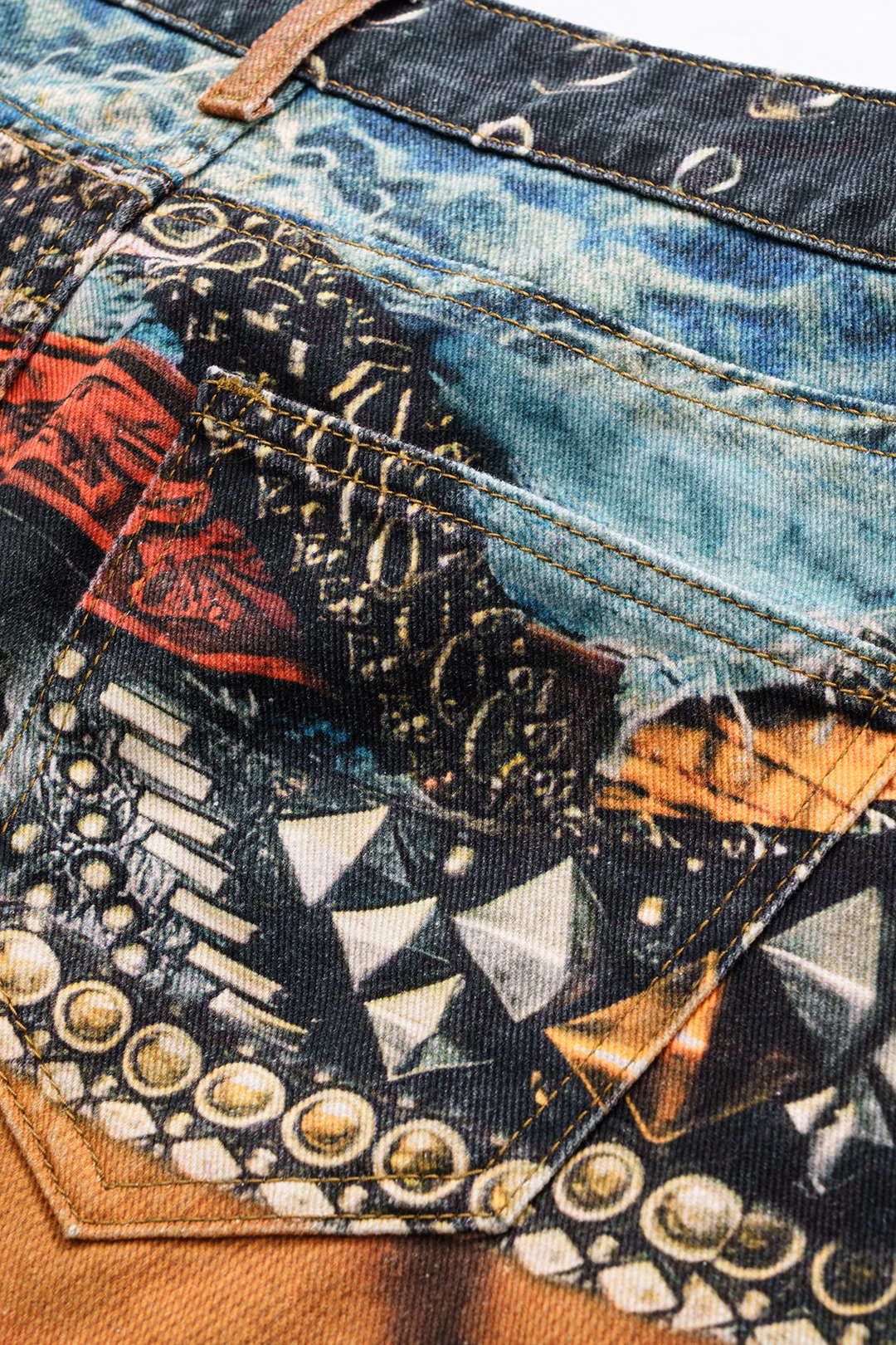 Retro Print Denim Skirt