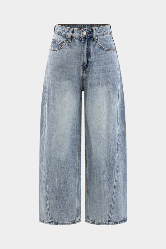 Denim High Waist Wide Leg Trousers