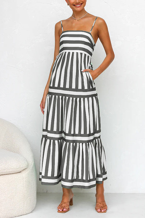 Dana | Spaghetti Strap Striped Maxi Dress