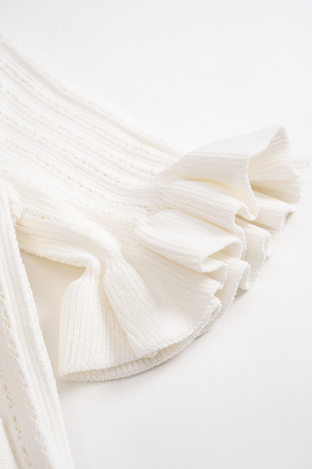Knit V-Neck Ruffle Short Sleeve Shirt And Fish Tail Skirt Set