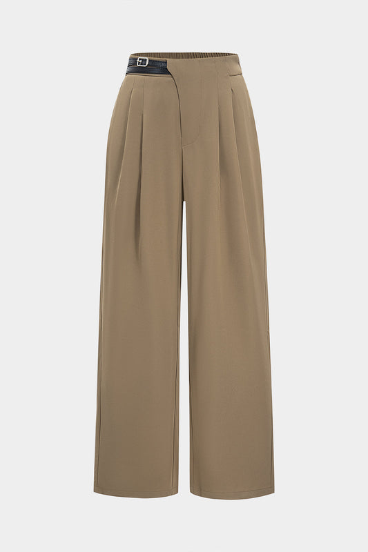 Pocket Belted Wide Leg Trousers