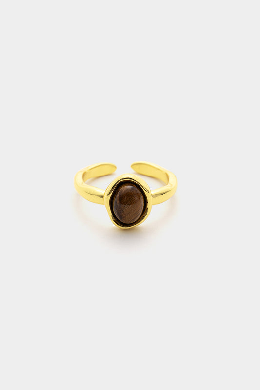 Stone Decor Metal Open Ring