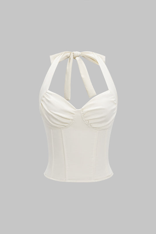 Ruched Tie-Up Corset Waist Cami Top